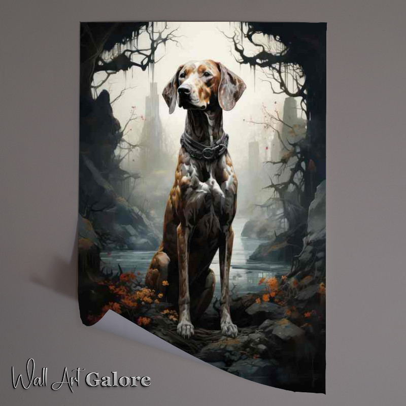 Buy Unframed Poster : (Pointer Dog In the woods sitting)