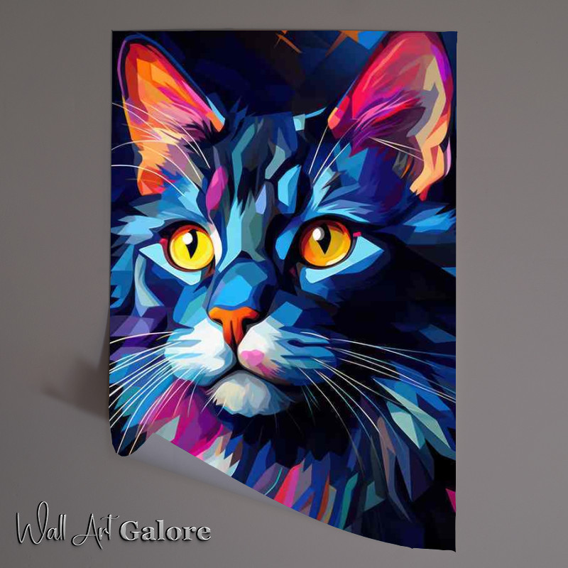 Buy Unframed Poster : (Purr fectly Colorful Cat)