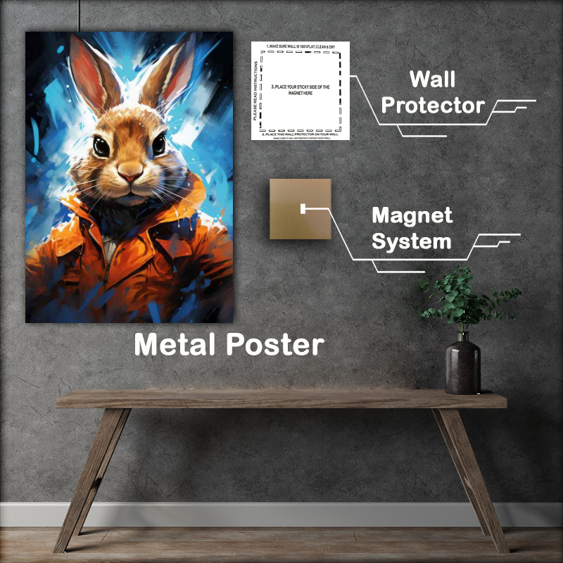 Buy Metal Poster : (Rabbit In A painted look style)