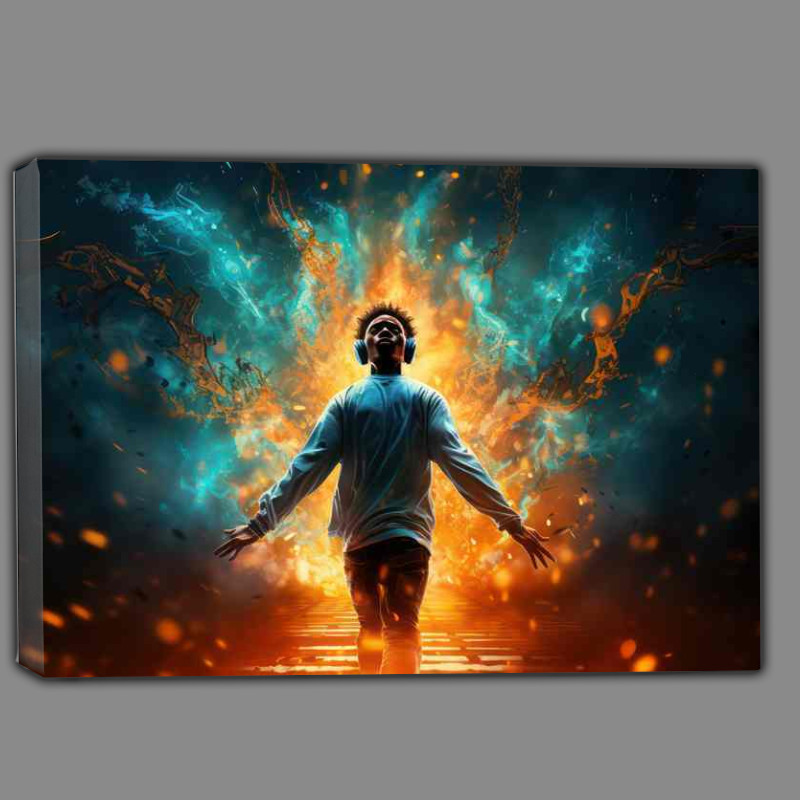 Buy Canvas : (Person walking in the air with headphones)