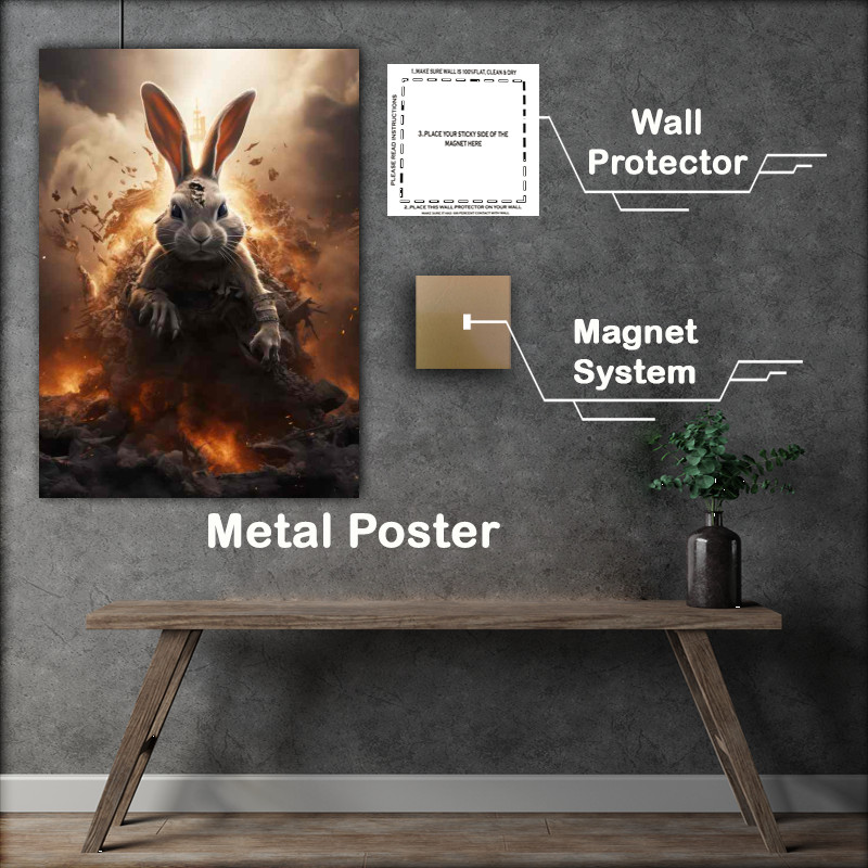 Buy Metal Poster : (Rabbit getting ready for the race of his life)