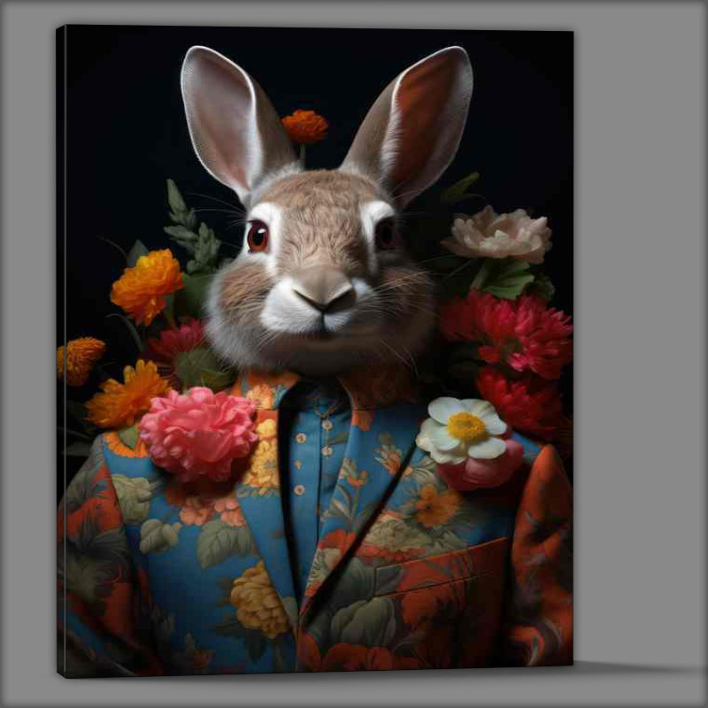 Buy Canvas : (Rabbit man dressed in a flower suit)