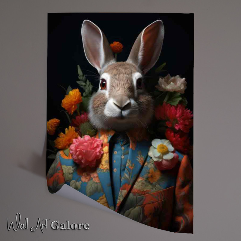 Buy Unframed Poster : (Rabbit man dressed in a flower suit)