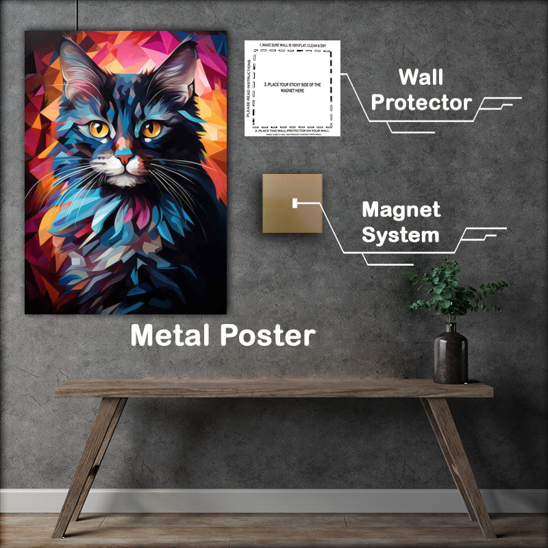 Buy Metal Poster : (The Art of Cats Exploring Colorful Feline)