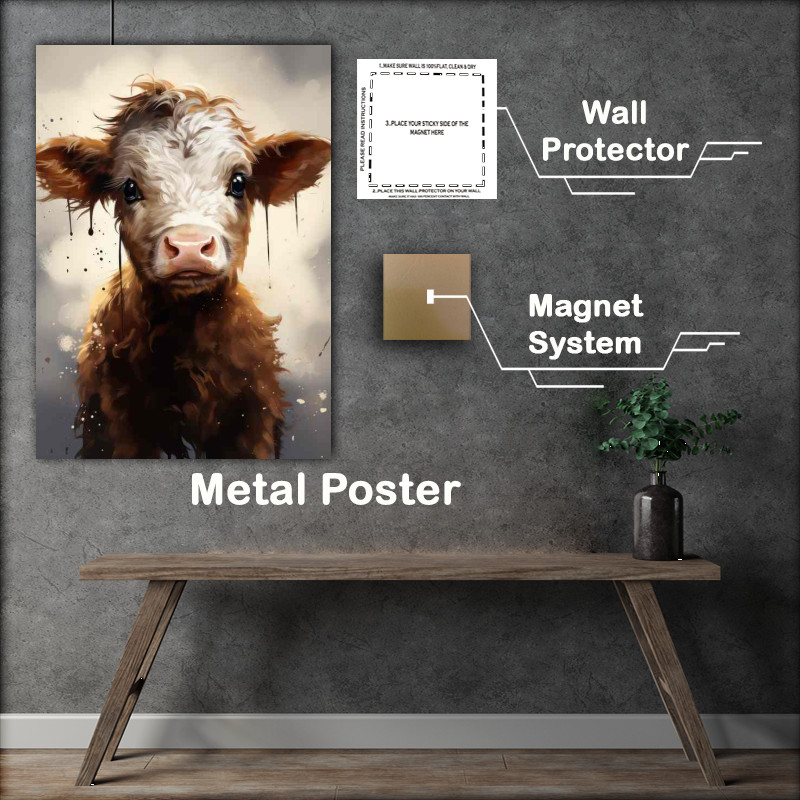 Buy Metal Poster : (The Precious Start Calf Cows on the Farm)