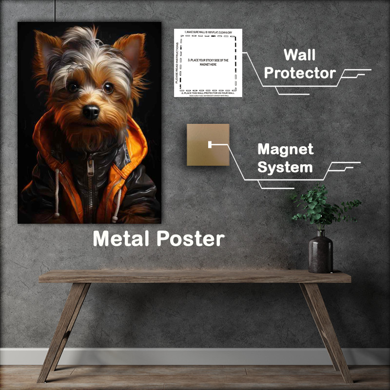 Buy Metal Poster : (Yorkshire terrier with a hoodie coat on)