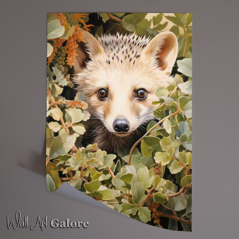 Buy Unframed Poster : (hedgehog nessled in the bushes looking out)