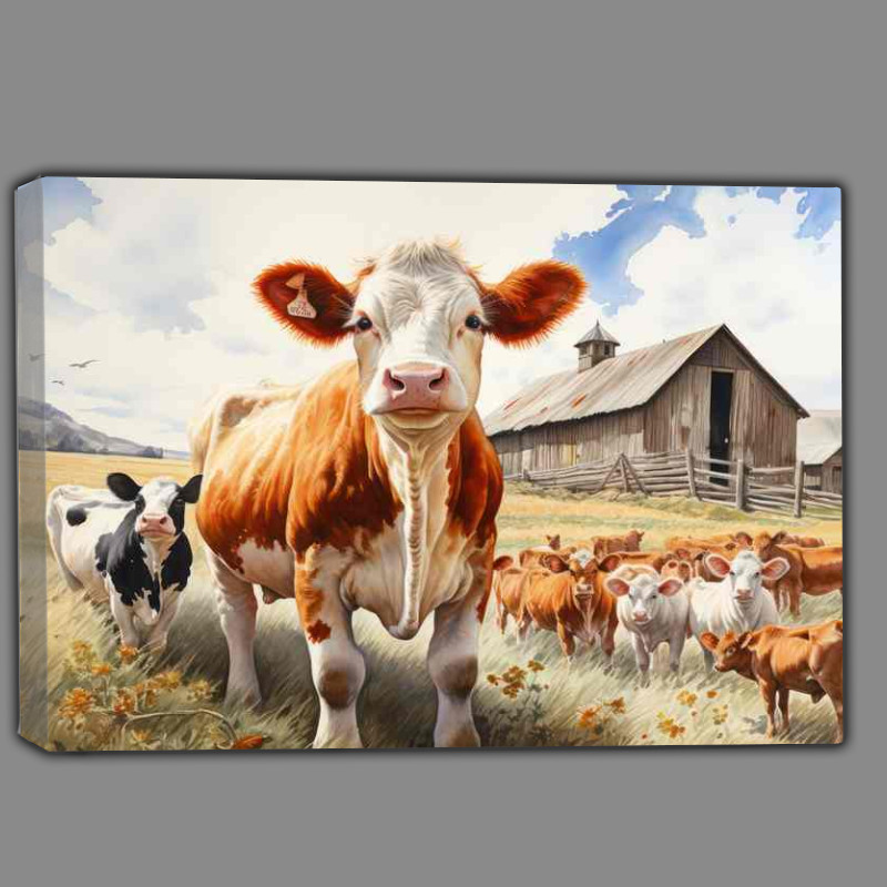 Buy Canvas : (A Day in the Pasture Cows on the Farm)