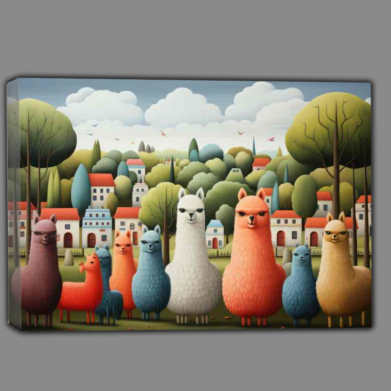 Buy Canvas : (A Flock of colourful Alpacas)