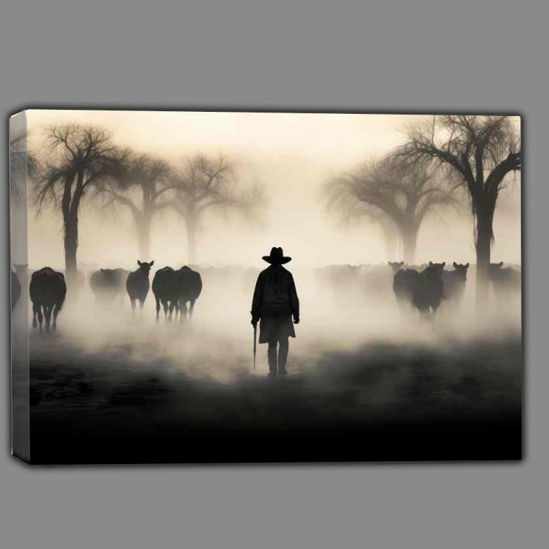 Buy Canvas : (Cowboys day of hurding the cattle)