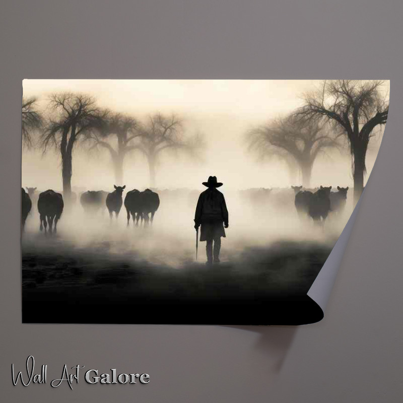 Buy Unframed Poster : (Cowboys day of hurding the cattle)