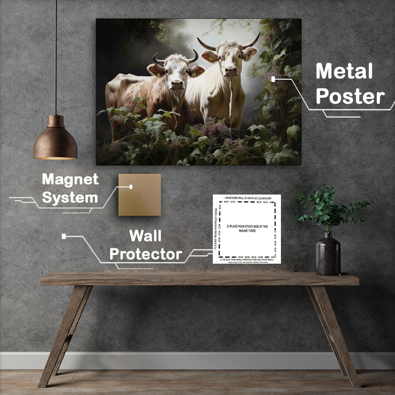 Buy Metal Poster : (Cows Grazing in Picturesque Fields A Scenic Delight)