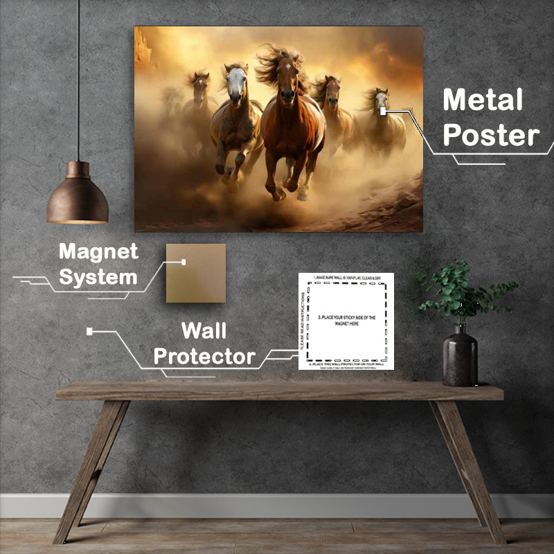 Buy Metal Poster : (Elegance Horses in Full Gallop)