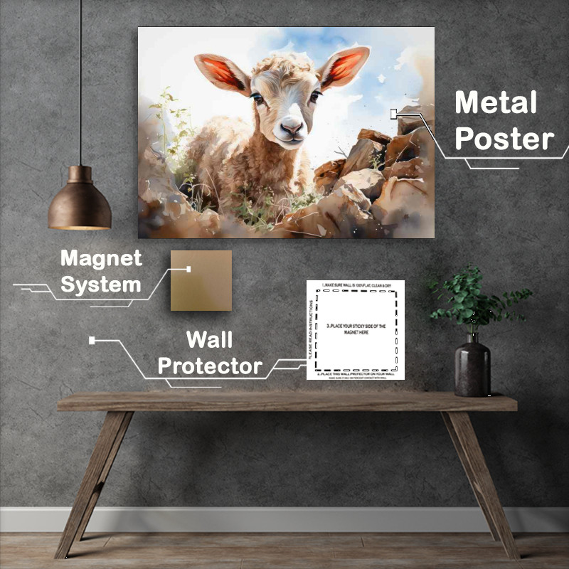 Buy Metal Poster : (Grazing Grace Sheep on a farm)