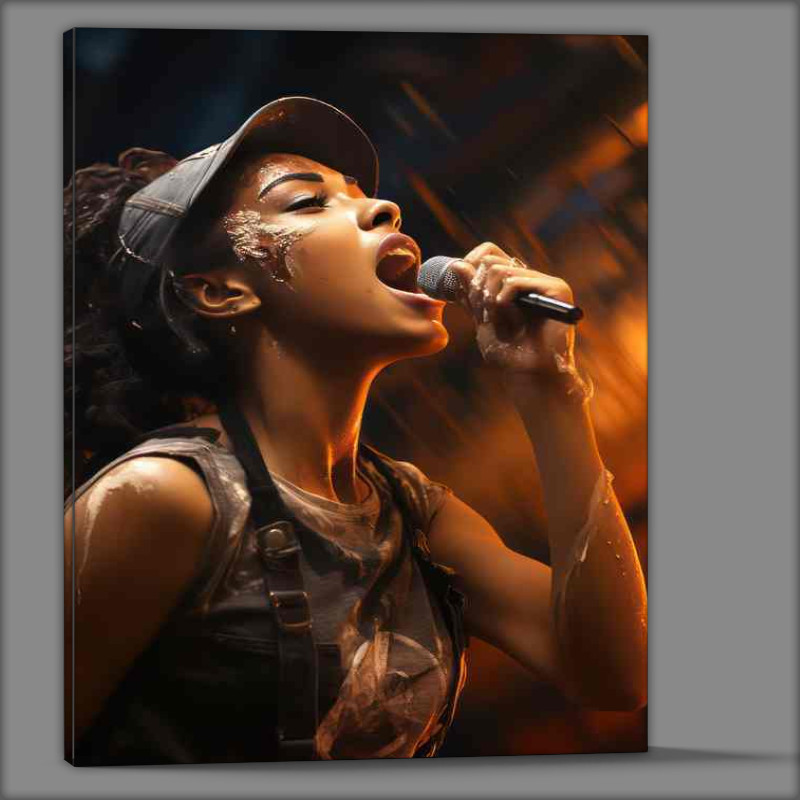 Buy Canvas : (A Girl with her mic singing)