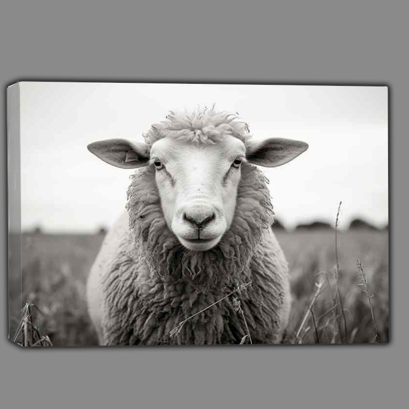 Buy Canvas : (Sheep in a field black and white)