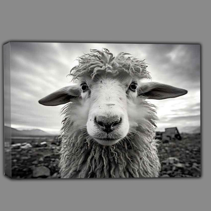 Buy Canvas : (Sheep on the farm in black and white)
