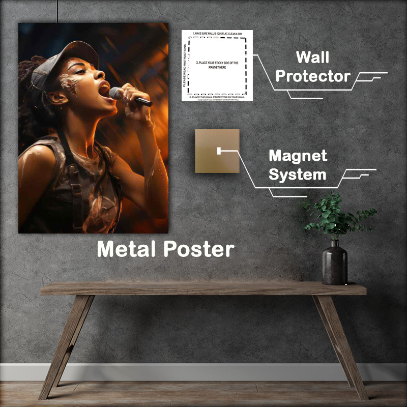 Buy Metal Poster : (A Girl with her mic singing)