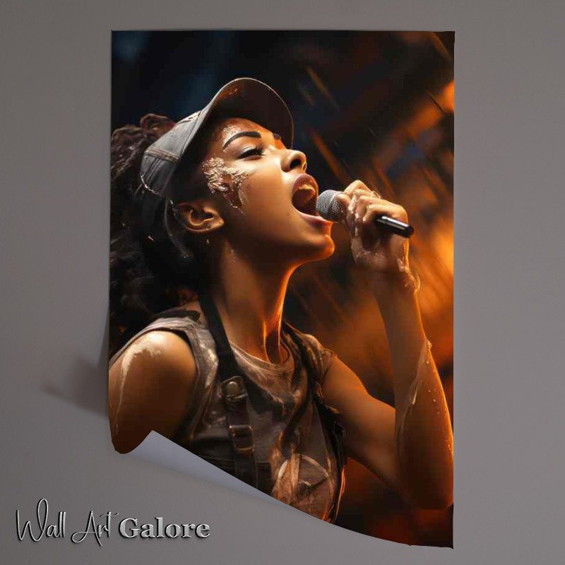 Buy Unframed Poster : (A Girl with her mic singing)
