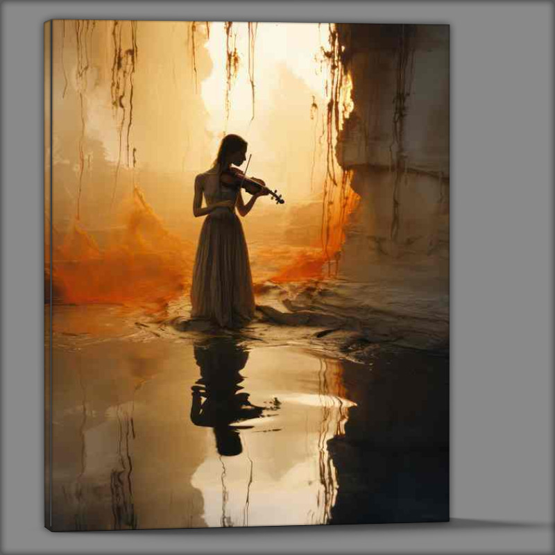 Buy Canvas : (A Shadow of a woman playing the violin in the water)