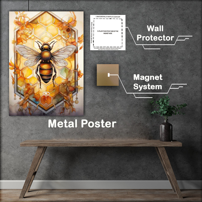 Buy Metal Poster : (The Circle of Life Bees Flowers and the Honey Harvest)