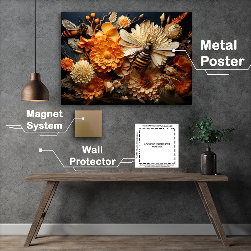 Buy Metal Poster : (Floral Attraction Bees and Blossoms)