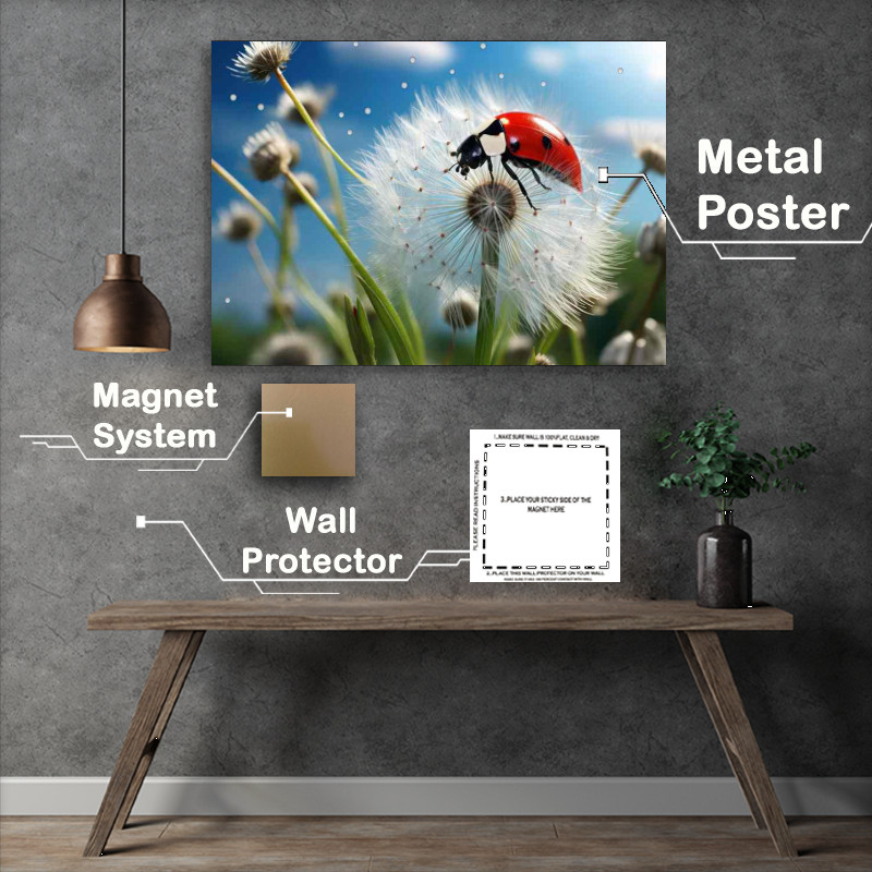 Buy Metal Poster : (Garden Gems Ladybugs on Wildflowers)