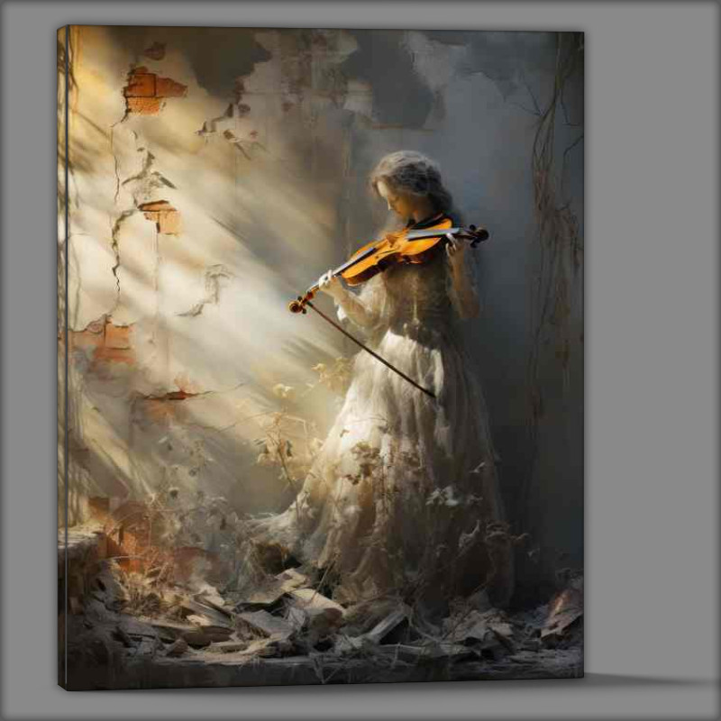 Buy Canvas : (A shadow of a woman playing the violin in the shadows)