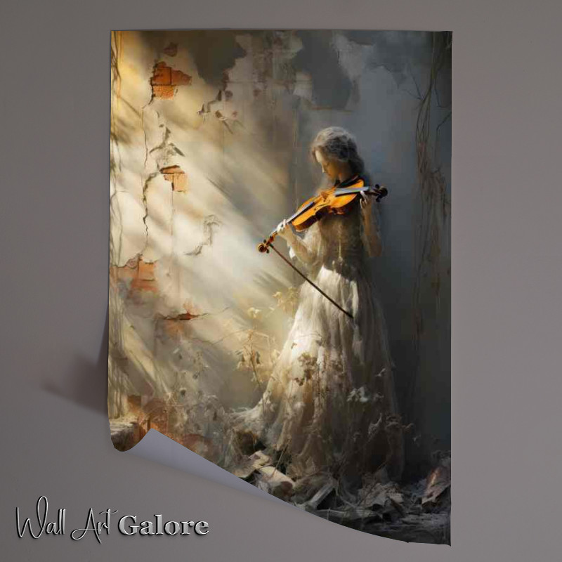 Buy Unframed Poster : (A shadow of a woman playing the violin in the shadows)