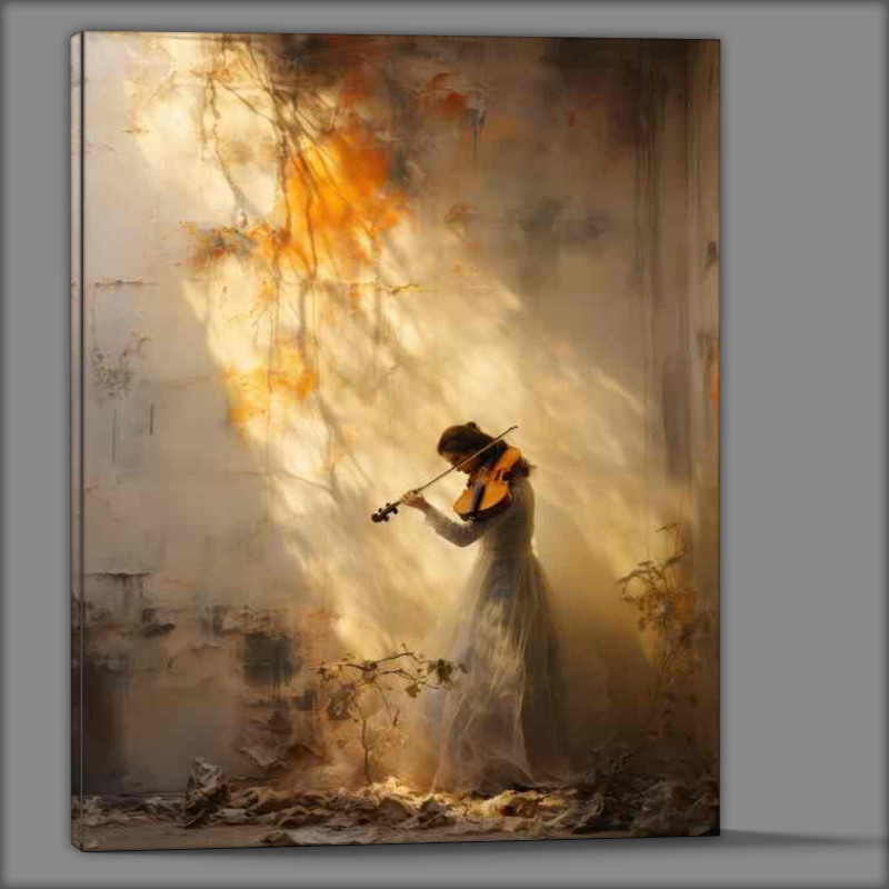 Buy Canvas : (A shadow of a woman playing the violin in the sun light)