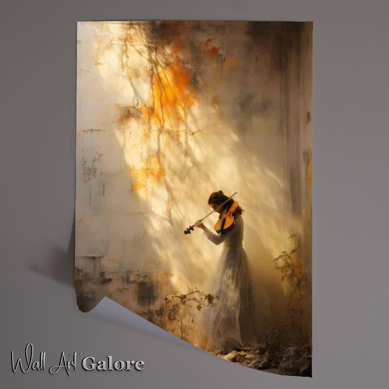 Buy Unframed Poster : (A shadow of a woman playing the violin in the sun light)