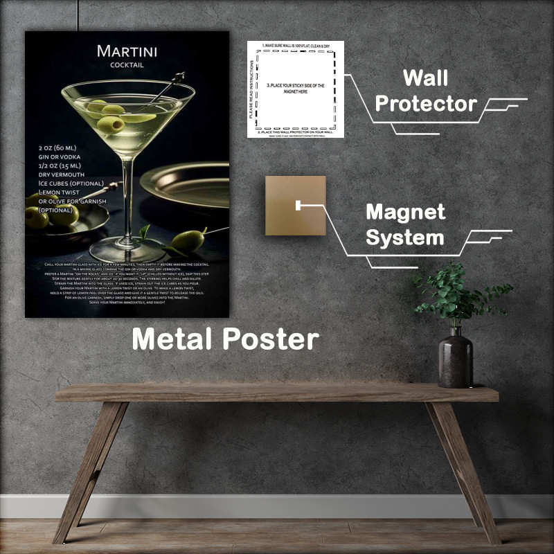 Buy Metal Poster : (Martini Cocktail Drink)