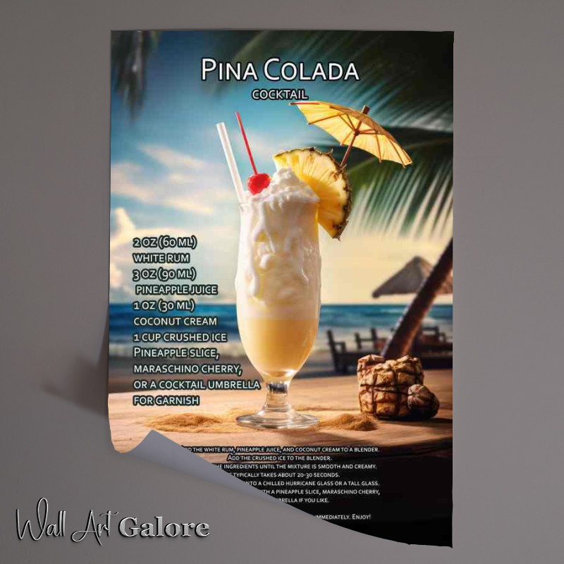 Buy Unframed Poster : (Pina Colada Classic Cocktail Drink)