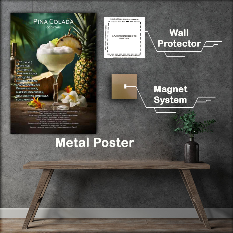 Buy Metal Poster : (Pina Colada Cocktail Drink)