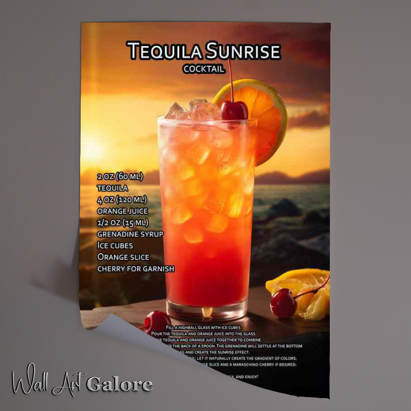 Buy Unframed Poster : (Tequila Sunrise Cocktail Drink)