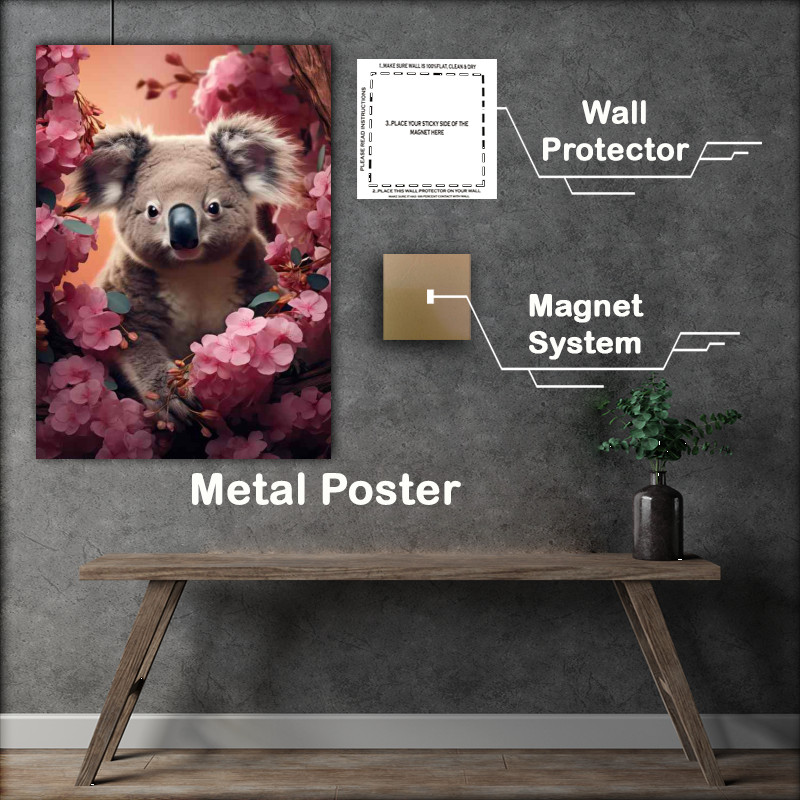 Buy Metal Poster : (A Koala sitting in beautiful bloom)