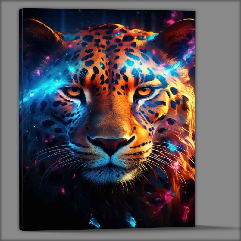 Buy Canvas : (A Leopard in the dark with colorful eye)