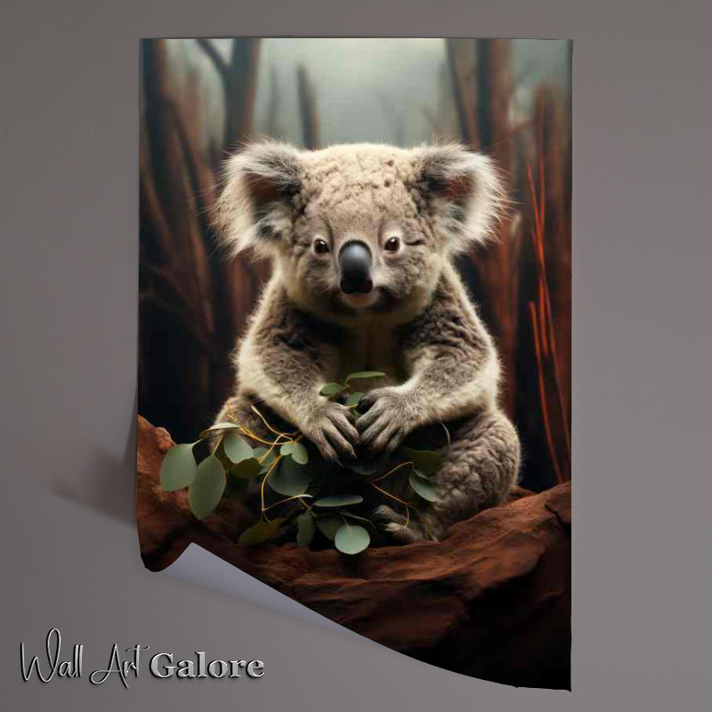 Buy Unframed Poster : (A Little Koala Eating his Food just relaxing)