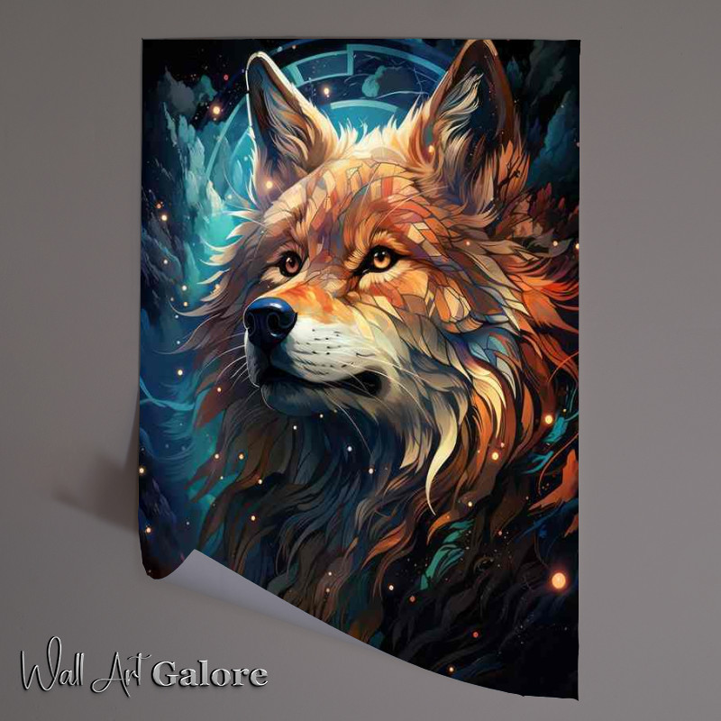 Buy Unframed Poster : (A Wolf surrounded by stars and fireflys)