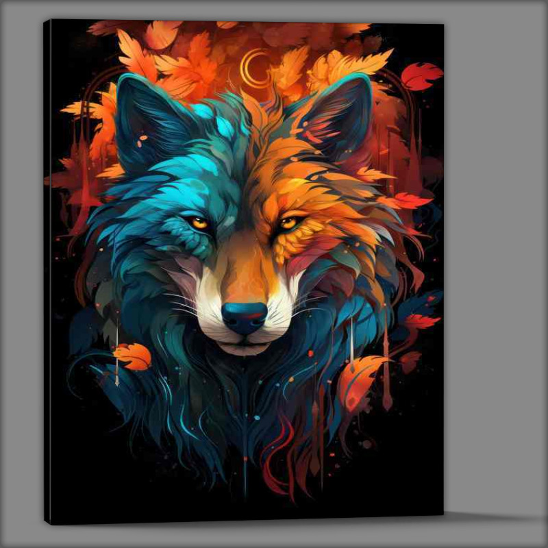 Buy Canvas : (A colourful wolf art style)