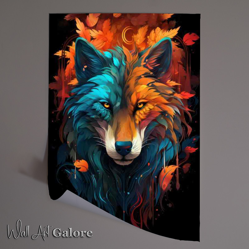 Buy Unframed Poster : (A colourful wolf art style)