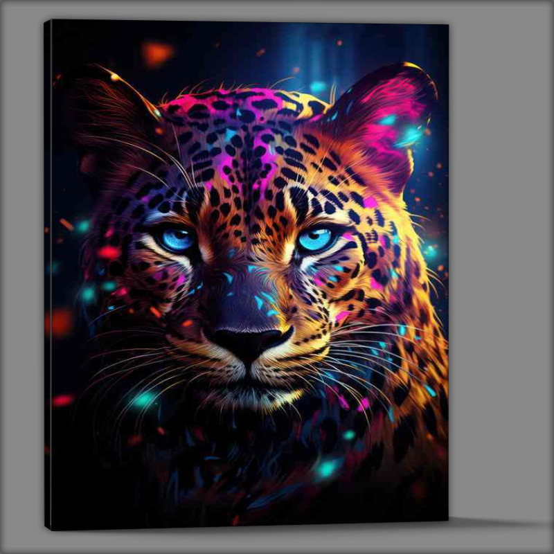 Buy Canvas : (Amazing colours a leopard full of neon surroundings)