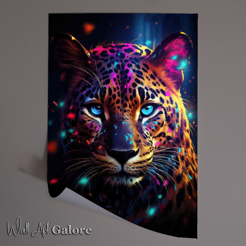 Buy Unframed Poster : (Amazing colours a leopard full of neon surroundings)