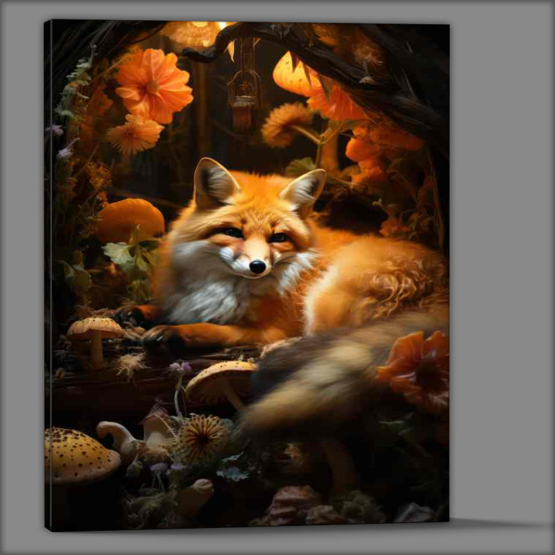 Buy Canvas : (Amazing little fox laying down relaxing)