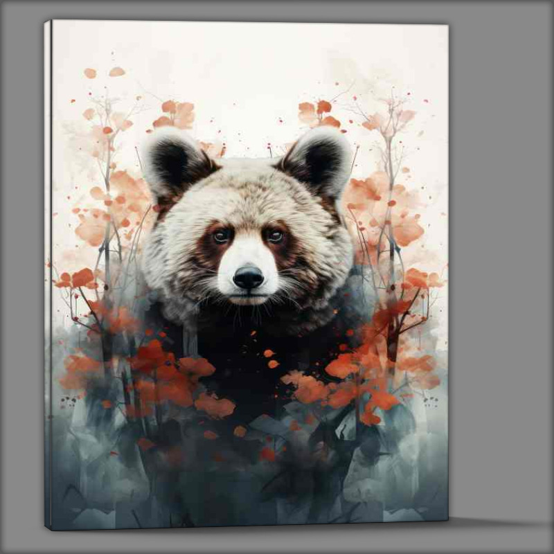Buy Canvas : (Bear with watercolour style and trees at both sides)