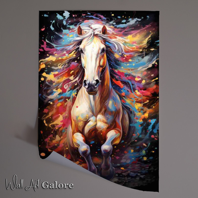 Buy Unframed Poster : (Beautiful Horse running with a fantastic colour pallette)
