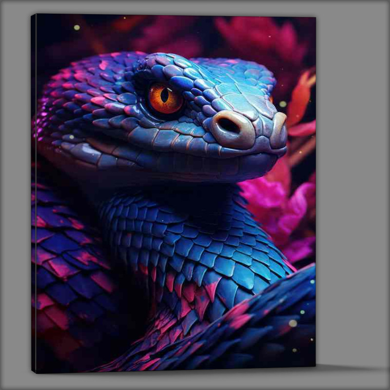 Buy Canvas : (Blightly coloured snake with purples and blue tones)