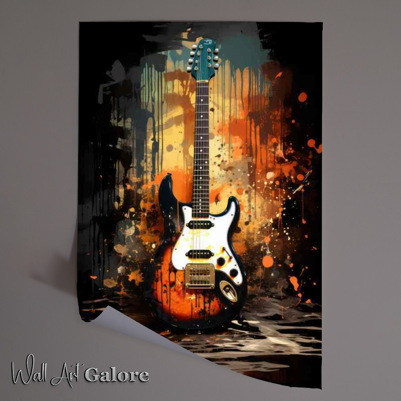 Buy Unframed Poster : (Guitar with black color splatter)