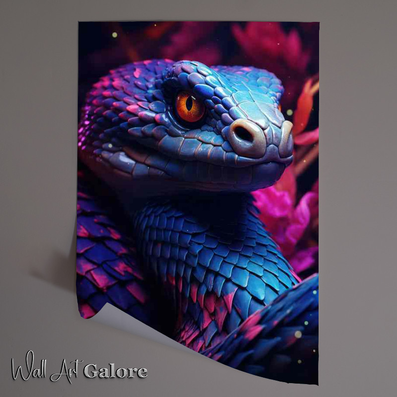 Buy Unframed Poster : (Blightly coloured snake with purples and blue tones)