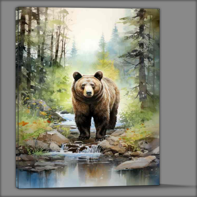 Buy Canvas : (Brown Grizzly Bear in the Woods)